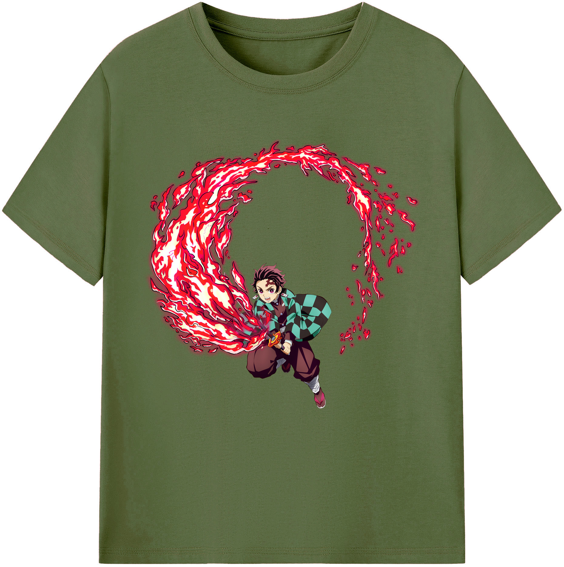 （画像用） 鬼滅の刃 竈門 炭治郎／かまど たんじろう Kamado Tanjirou 綿100％半袖Tシャツ（フロントプリント）